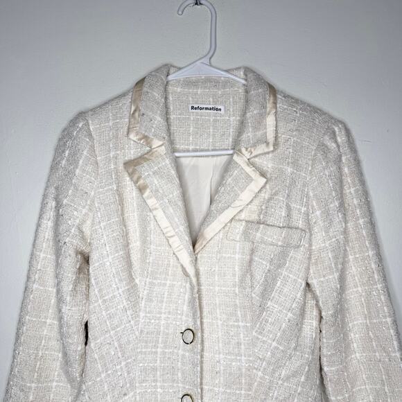 Reformation Tweed Blazer Jolie Dress Cream - Picture 3 of 5